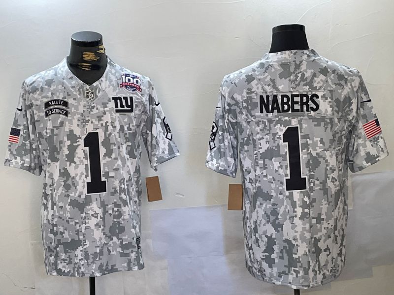 Men New York Giants #1 Nabers Nike Arctic Camo 2024 Salute to Service Limited NFL Jersey style 3